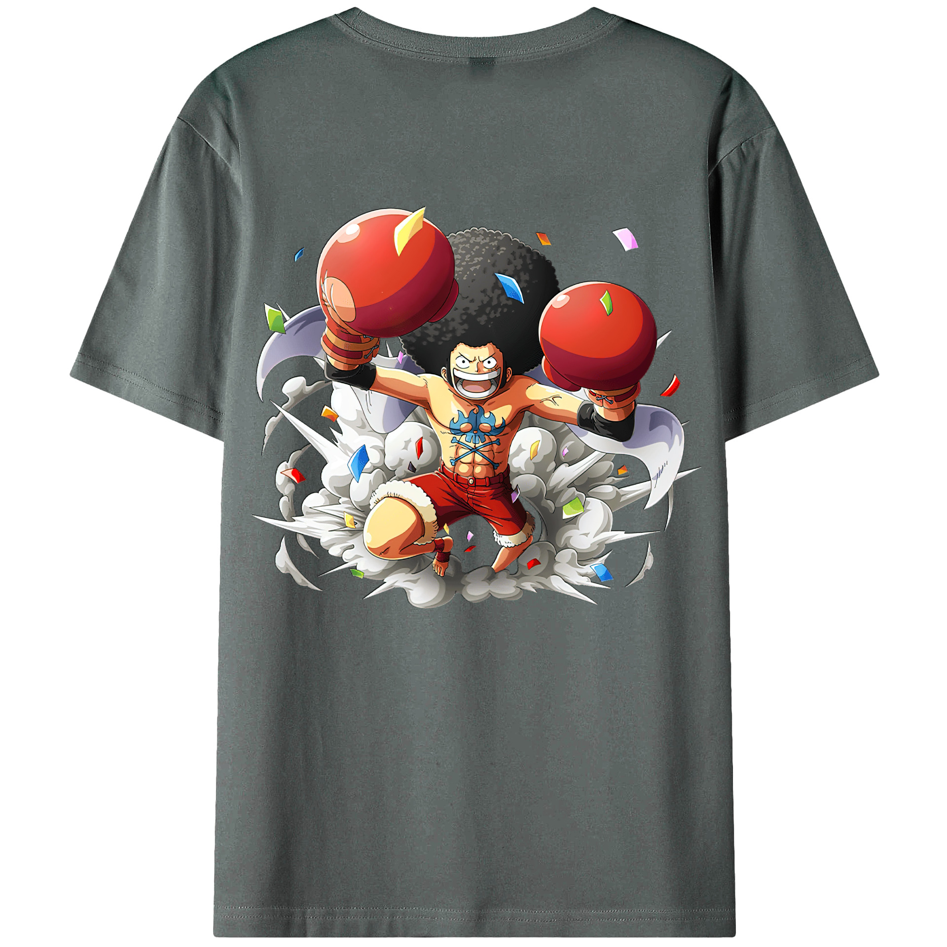ワンピース モンキー・D・ルフィ ONE PIECE Monkey D. Luffy 綿100％ メンズ半袖Tシャツ（バックプリント） 通気性